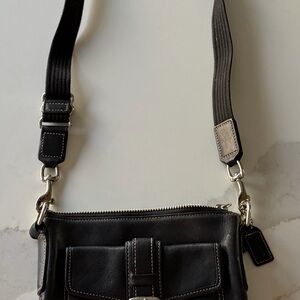 Coach Black Leather Crossbody Bag with Silver Hardware
